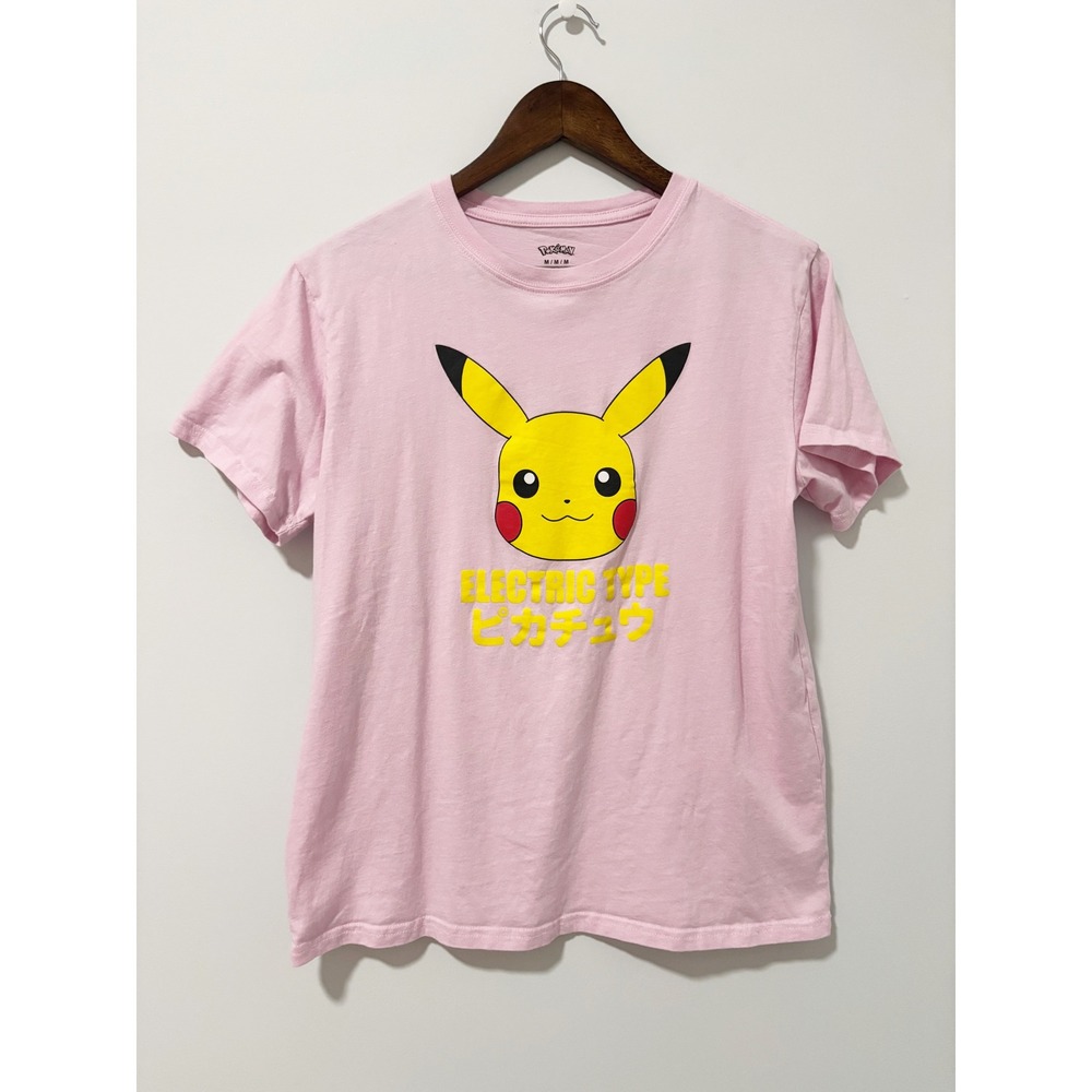 Pokemon T Shirt Women Medium Pink Pikachu Electric Type Graphic Tee Short Sleeve
